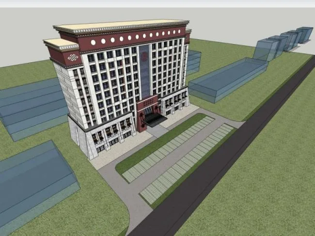 Sketchup办公模型|高层办公楼，藏式风格