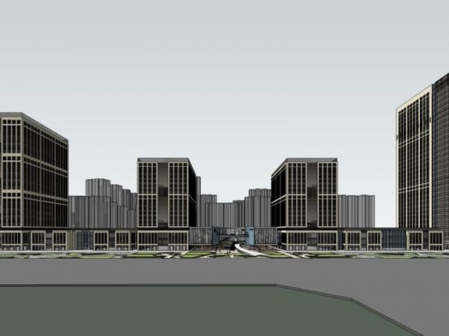 Sketchup综合体模型|多高层商业综合体，办公楼，商业购物中心，古典风格