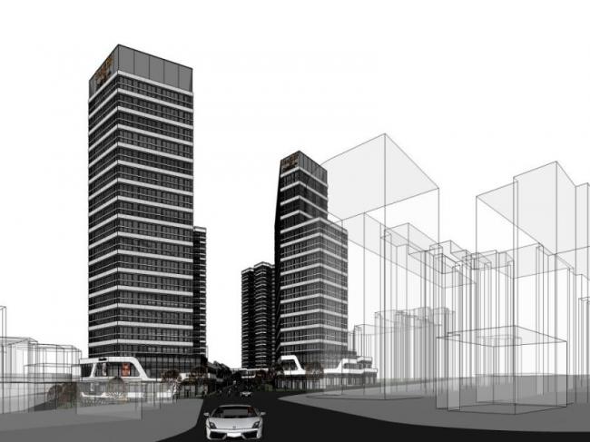 Sketchup综合体模型|高层办公楼，购物中心，商业，多高层综合体，现代风格