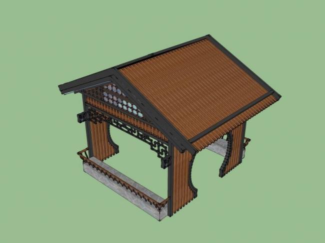 Sketchup小品模型|木亭，中式风格，小品