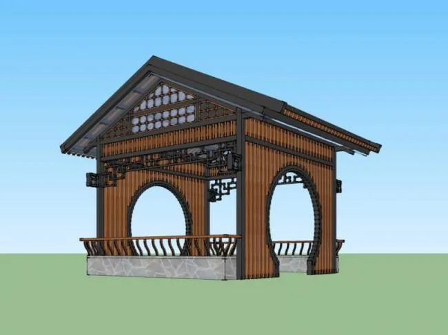 Sketchup小品模型|木亭，中式风格，小品