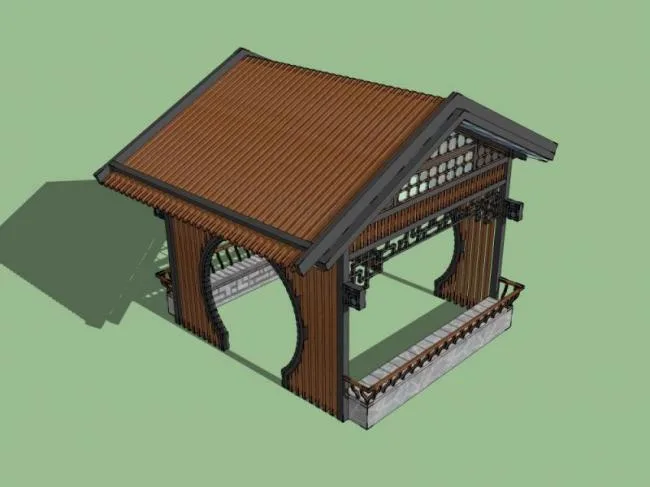 Sketchup小品模型|木亭，中式风格，小品