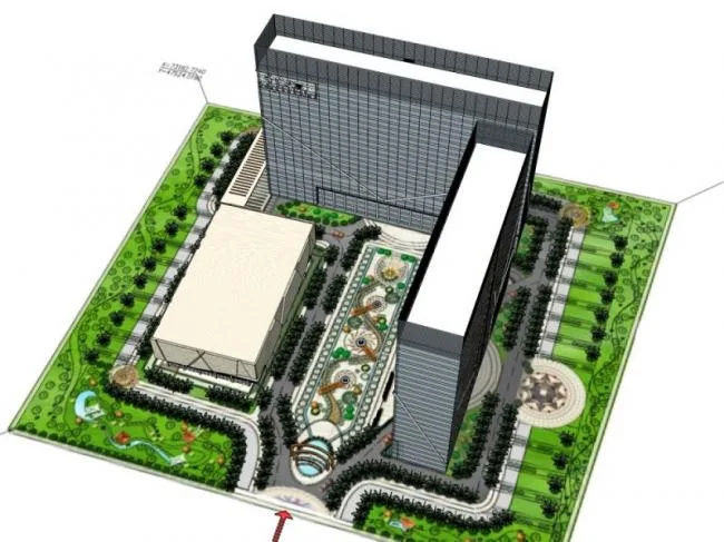 Sketchup办公模型|高层办公楼，现代风格