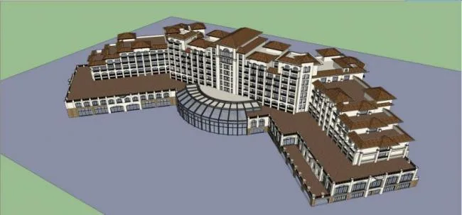 Sketchup酒店模型|多层酒店，古典风格，西班牙风格
