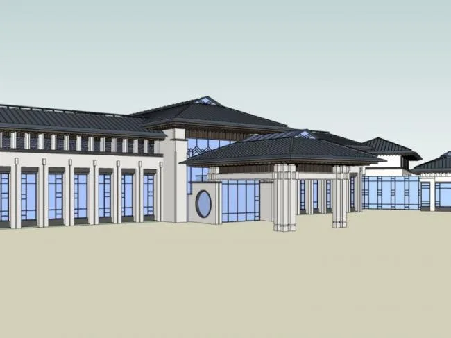 Sketchup酒店模型|多层酒店，中式风格