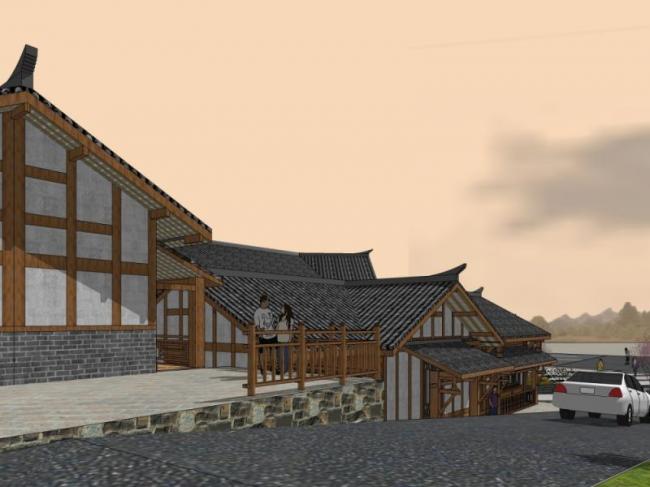 Sketchup商业模型|多层商业街，中式风格