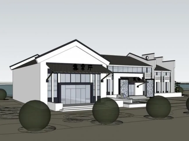 Sketchup车站路桥|码头，中式风格