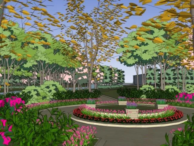 Sketchup景观模型|商业景观，古典风格