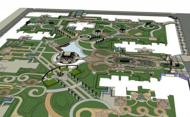 Sketchup景观模型|小区景观，住宅景观，古典风格