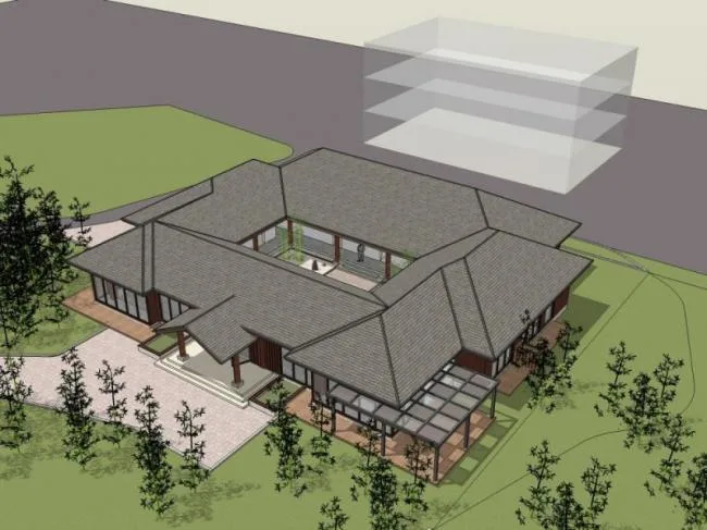 Sketchup景观模型|院落景观，中式风格
