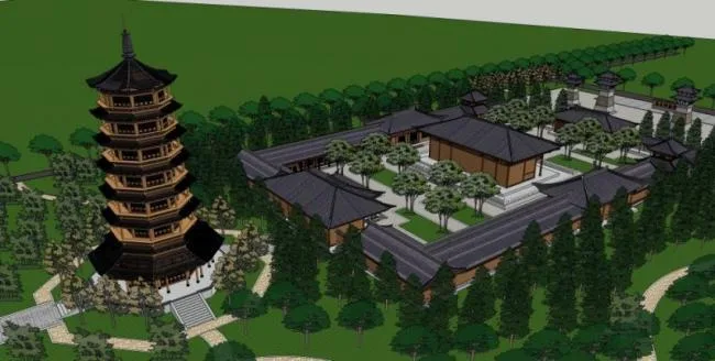 Sketchup古建筑模型|多层寺庙，古寺古庙，中式风格，古建