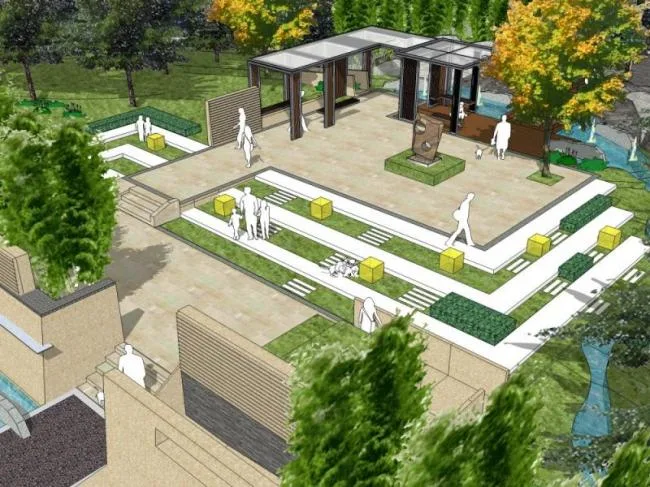 Sketchup景观模型|住宅小区景观，现代风格