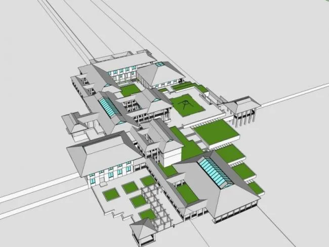 Sketchup酒店模型|多层酒店，中式风格