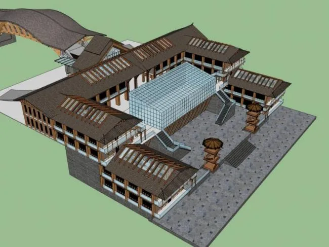 Sketchup商业模型|多层商业会所，中式风格