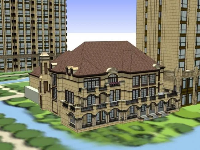 Sketchup医院模型|多层敬老院，养老院，医疗建筑，古典风格