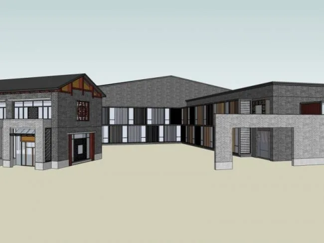 Sketchup文化模型|多层文化馆，文化建筑，中式风格