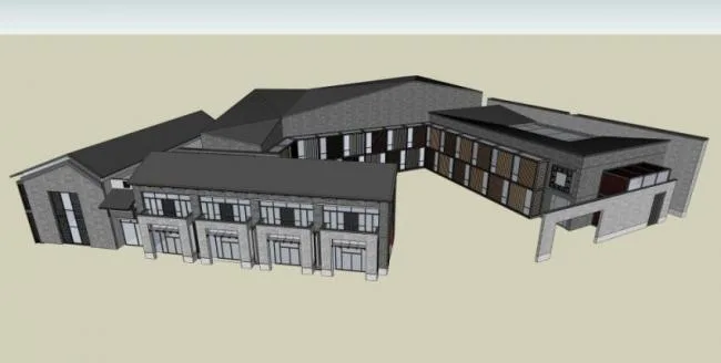 Sketchup文化模型|多层文化馆，文化建筑，中式风格