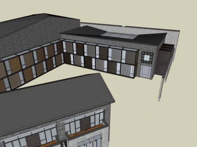 Sketchup文化模型|多层文化馆，文化建筑，中式风格