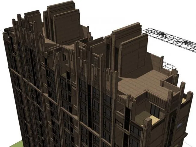 Sketchup住宅模型|超高层住宅楼，居住建筑，古典风格