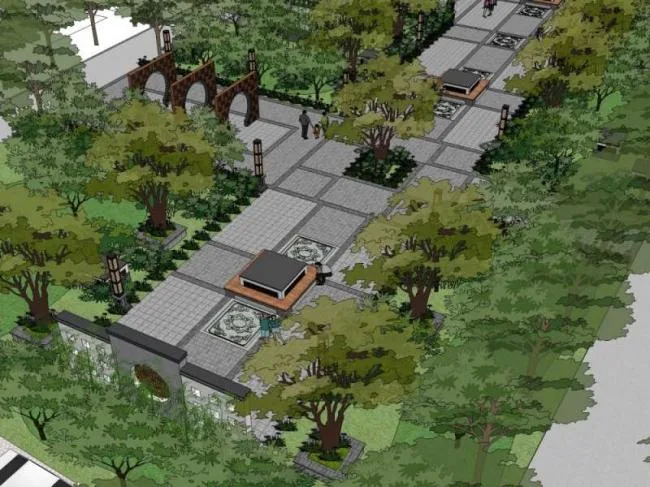 Sketchup景观模型|小区景观，住宅景观，中式风格