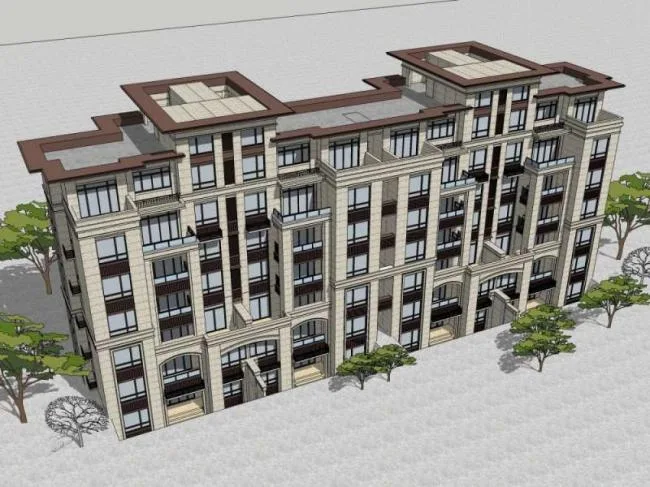 Sketchup住宅模型|多层住宅，花园洋房，居住建筑，古典风格