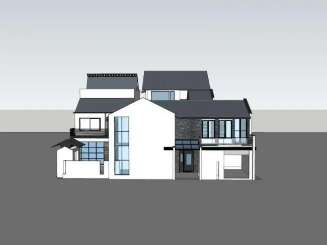 Sketchup住宅模型|多层住宅，中式合院，中式风格