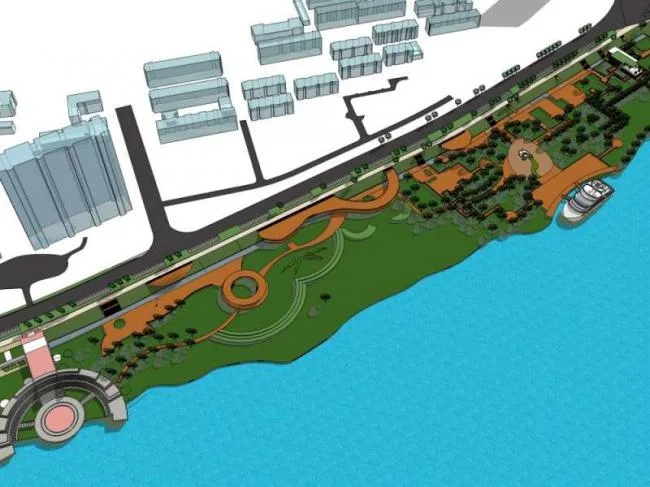 Sketchup景观模型|码头景观，滨水景观，现代风格