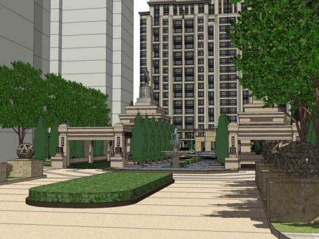 Sketchup住宅模型|高层住宅，古典风格