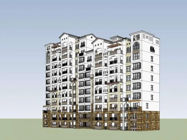 Sketchup住宅模型|高层住宅，古典风格