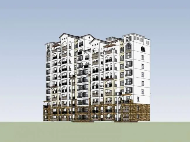 Sketchup住宅模型|高层住宅，古典风格