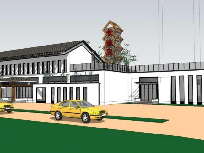 Sketchup车站路桥|多层码头，中式风格