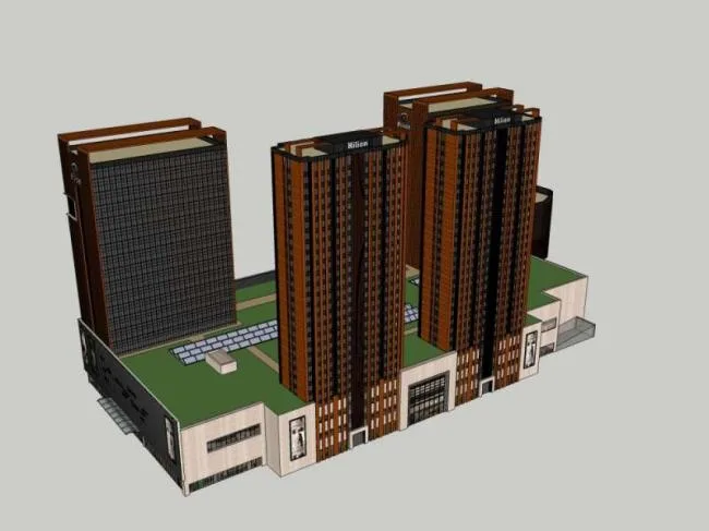 Sketchup综合体模型|多高层综合体，办公，底层商业，酒店，公寓，古典风格