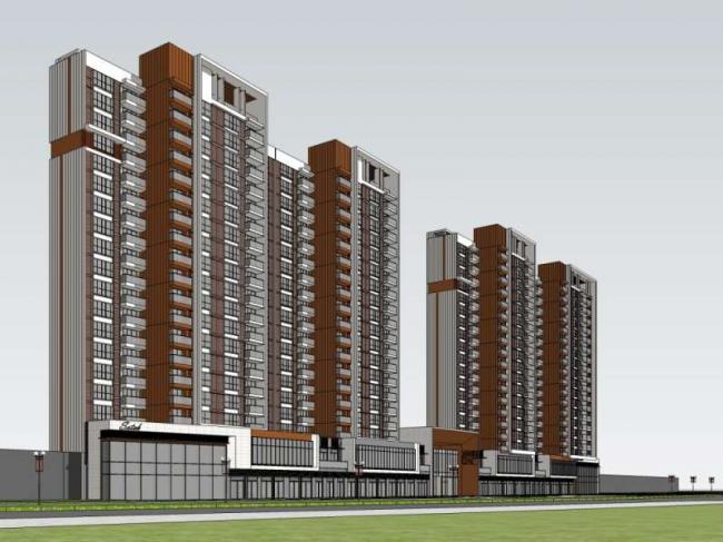 Sketchup住宅模型|高层住宅楼，现代风格
