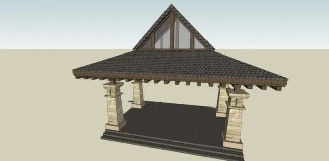 Sketchup小品模型|亭子，欧式古典风格，小品