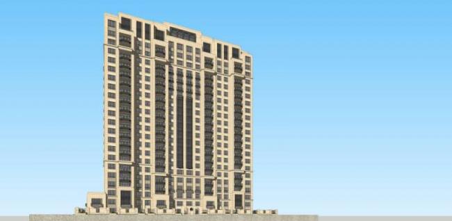 Sketchup住宅模型|高层住宅楼，古典风格