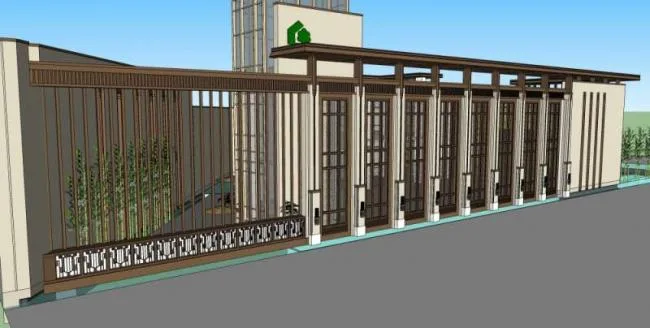 Sketchup住宅模型|多层售楼处，现代中式风格