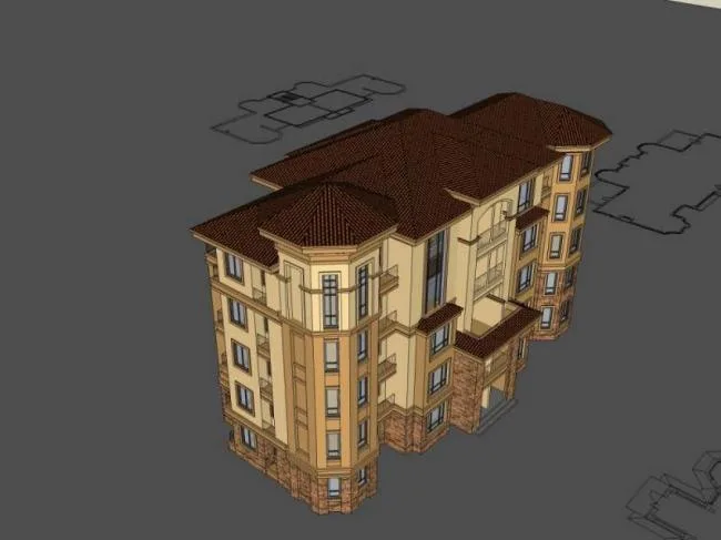 Sketchup住宅模型|多层住宅楼，古典风格