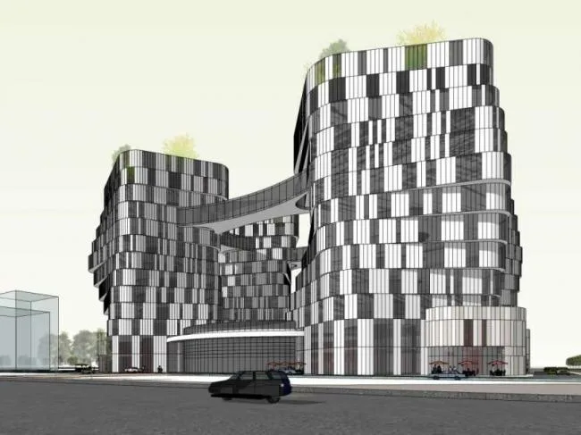 Sketchup综合体模型|多高层综合体，办公，底层商业，酒店，公寓，现代风格