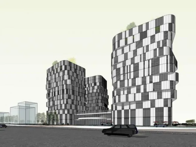 Sketchup综合体模型|多高层综合体，办公，底层商业，酒店，公寓，现代风格