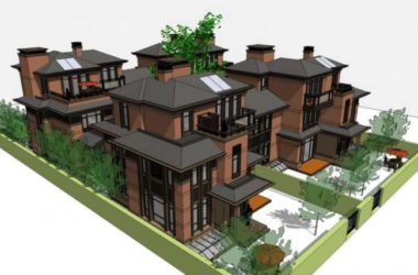 Sketchup别墅模型|双拼别墅，现代中式风格-BIM建筑网