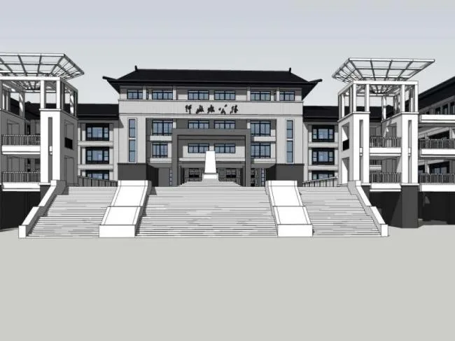 Sketchup文化模型|多层博物馆，文化建筑，中式风格