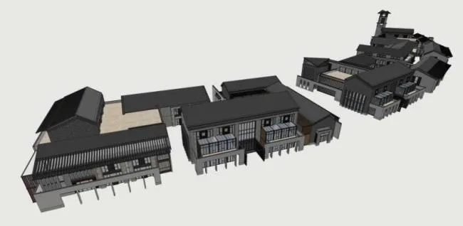Sketchup商业模型|多层商业街，中式风格