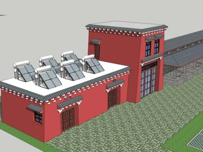 Sketchup车站路桥|多层驿站，现代中式风格
