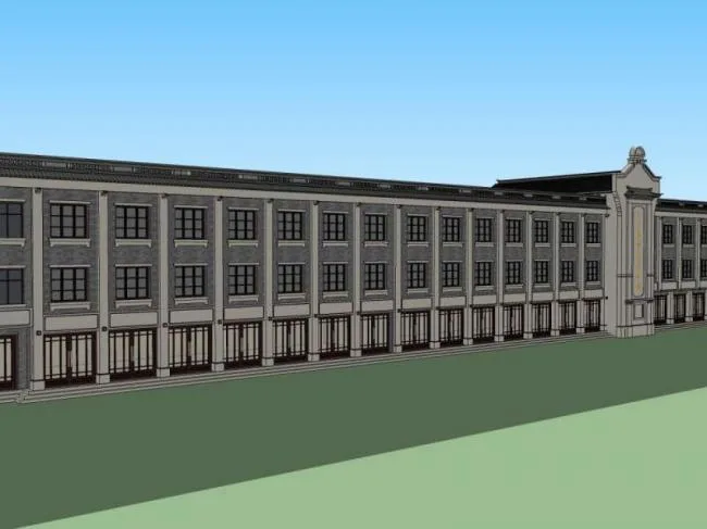 Sketchup商业模型|商业街道建筑，古典风格