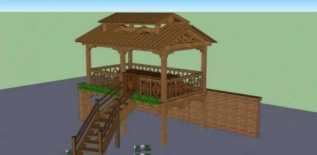 Sketchup小品模型|亭子，中式风格，小品
