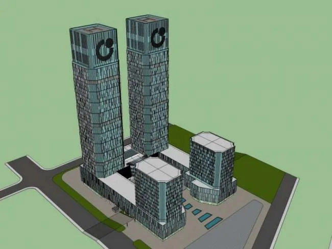 Sketchup办公模型|超高层办公楼，底层商业，现代风格