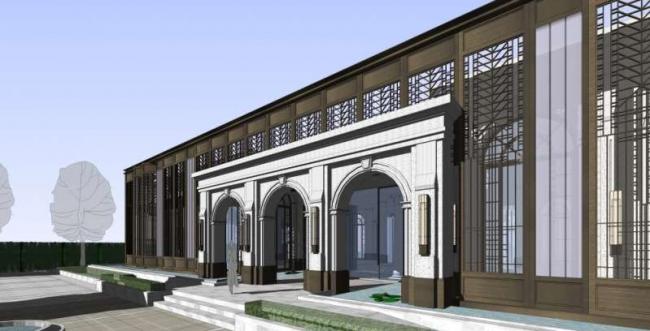 Sketchup商业模型|多层售楼处，古典风格