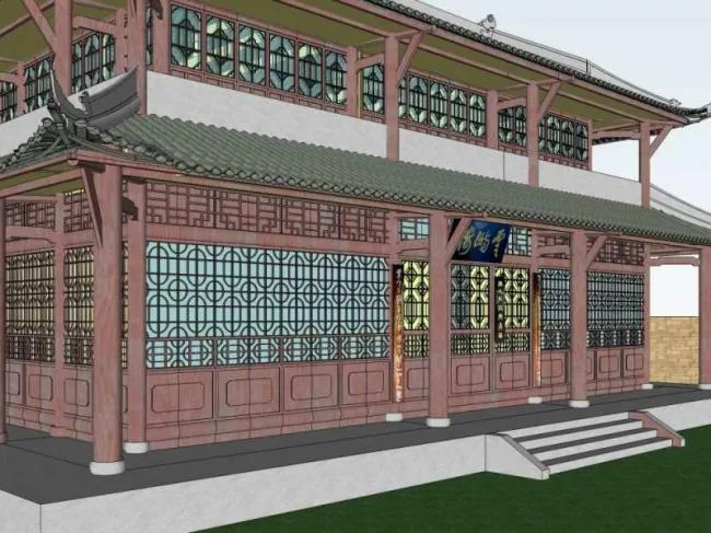 Sketchup古建筑模型|多层三苏祠云屿楼，中式风格，古建