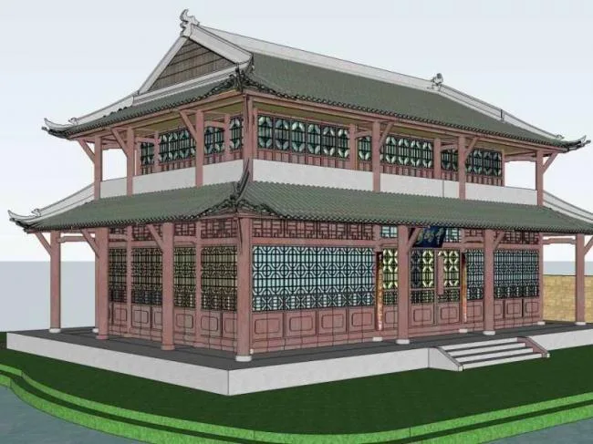 Sketchup古建筑模型|多层三苏祠云屿楼，中式风格，古建