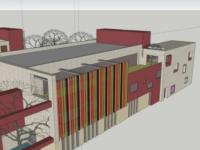Sketchup学校模型|多层天府世家北侧幼儿园学校，教育建筑，现代风格